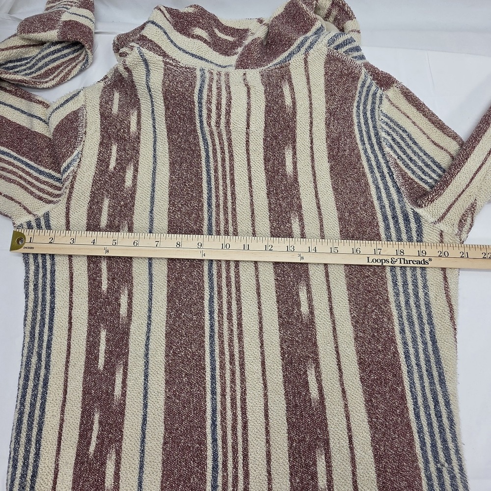 Hollister California Mens Baja Hoodie Small Burgundy Cream Striped Pullover - Picture 7 of 9